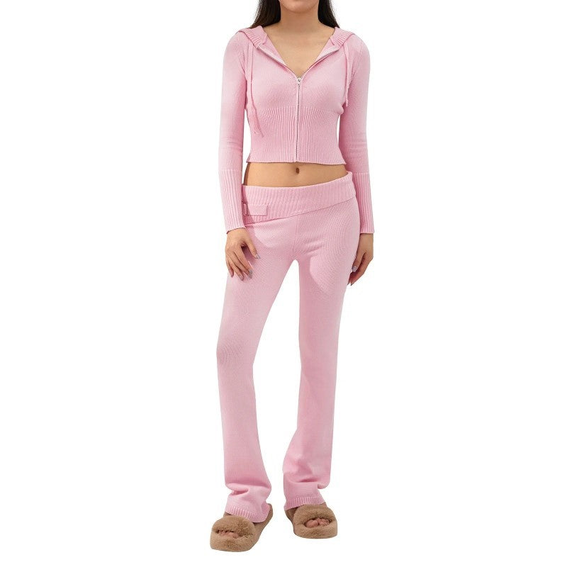 Knitted 2 Piece Flare Tracksuit Set