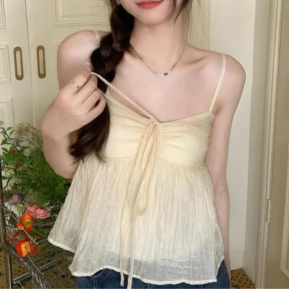 Lush Smocked  Sleeveless Short Top