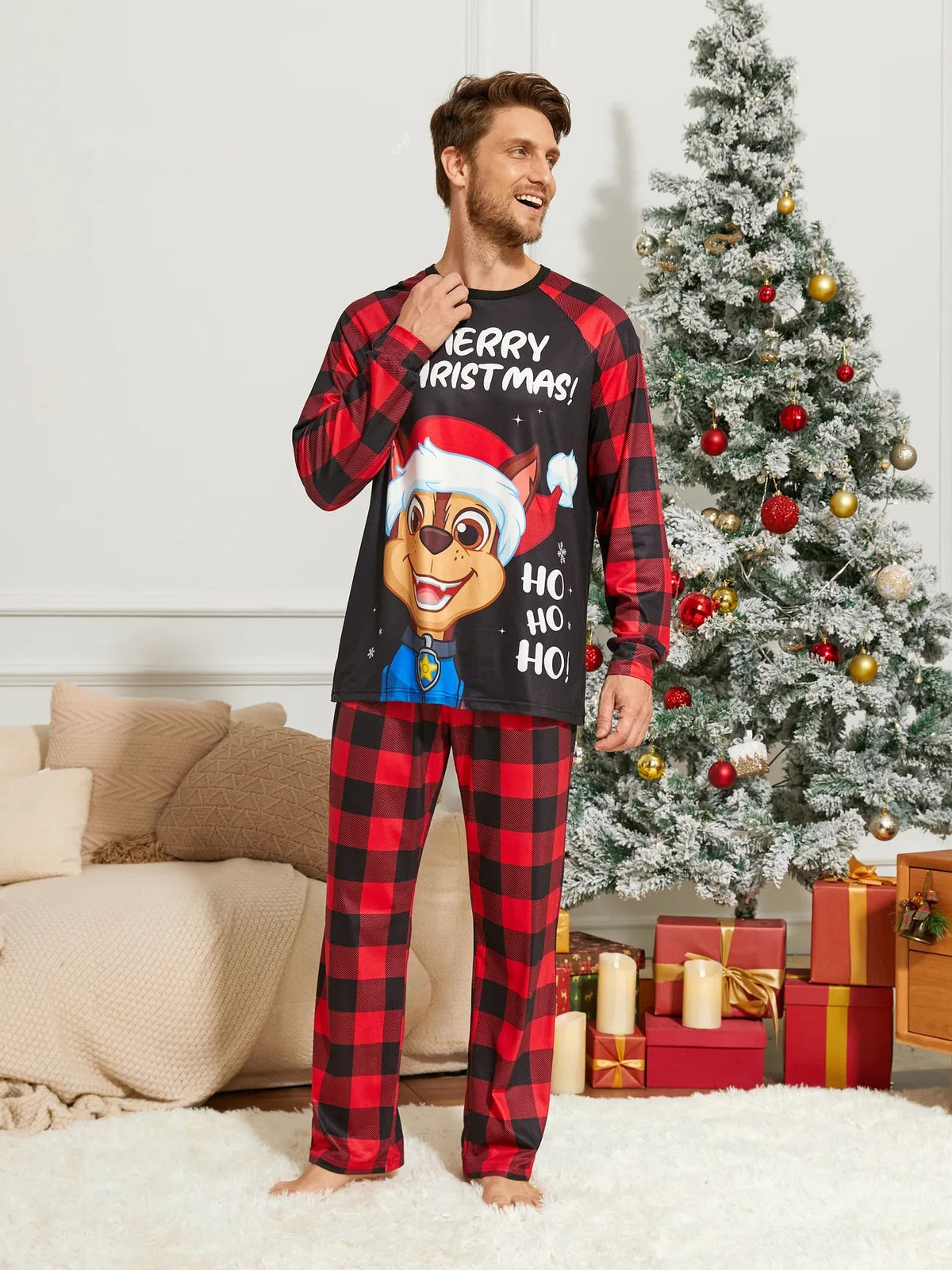 Merry Christmas Plaid Family Matching Pajama Set