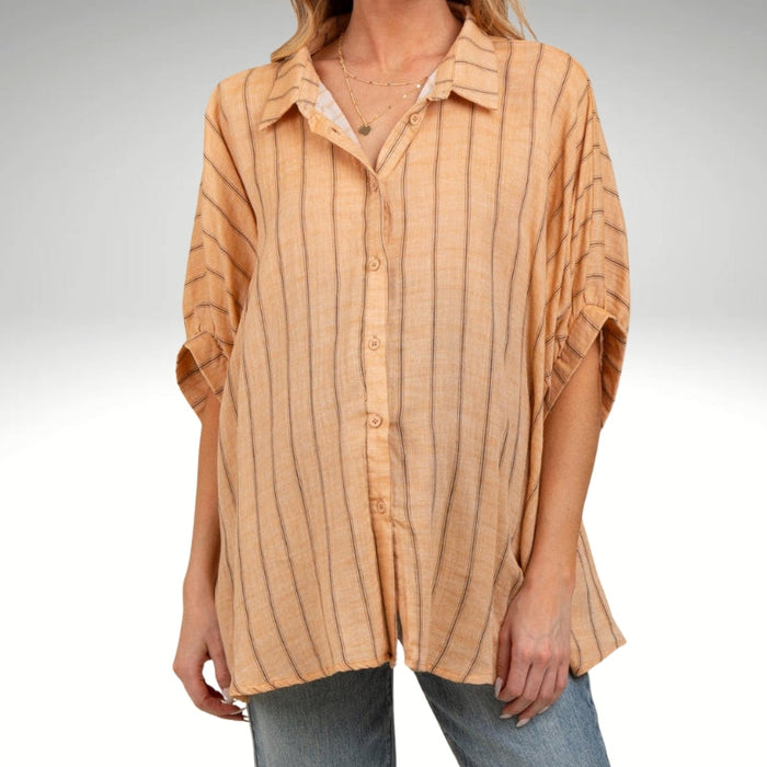 Minimalist Striped Design Collared Shirt