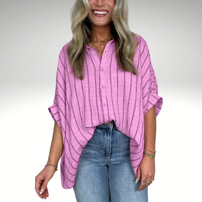 Minimalist Striped Design Collared Shirt