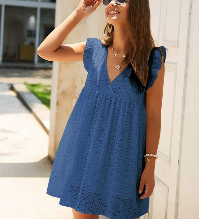 Summer Dress Ruffle Sleeve Casual Loose Mini Dress