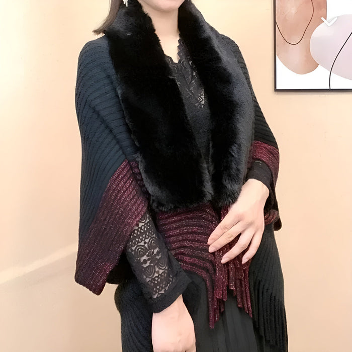 Oversized Knitted Shawl With Cashmere Texture