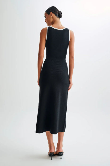 Sleeveless Ribbed Maxi Dress With Button Detailing