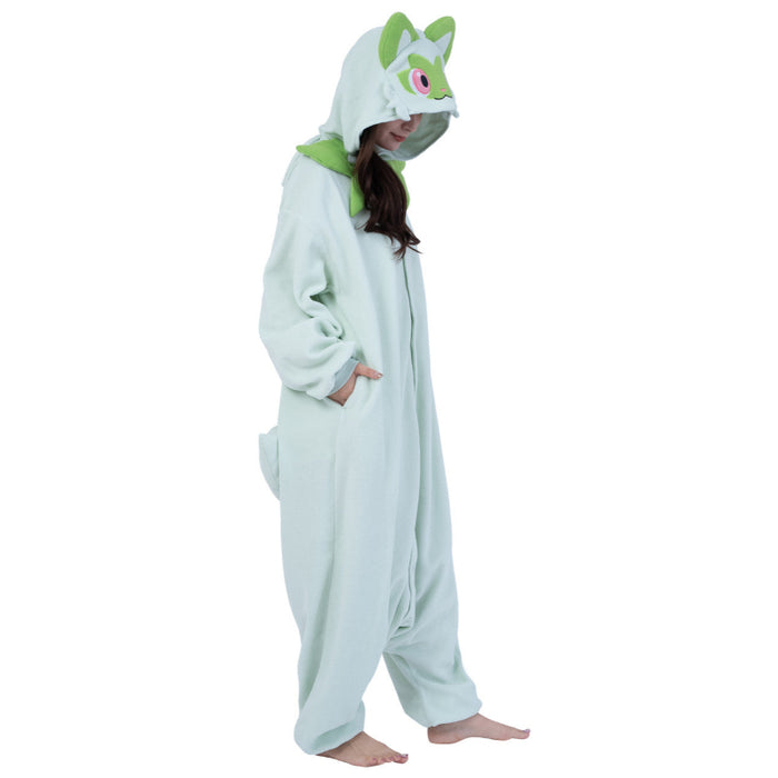 Sprigatito Cartoon Inspired Fleece Onesie Costume