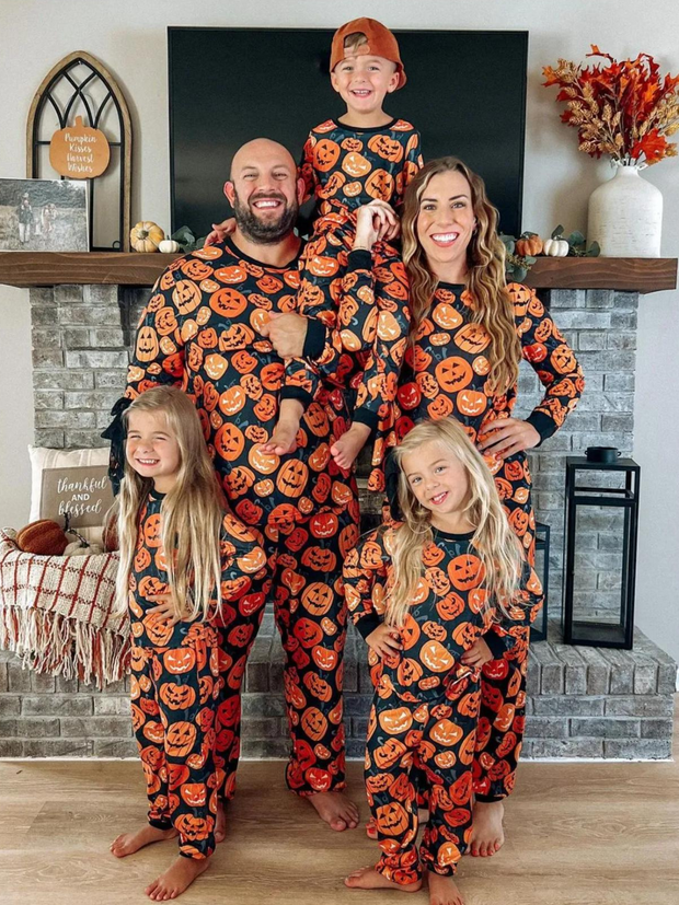 Halloween Family Matching Pumpkin Design Pajama Set