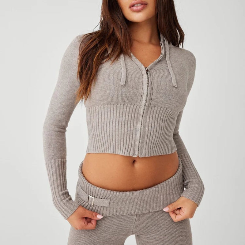 Zip Hoodie And Low Rise Pant Set