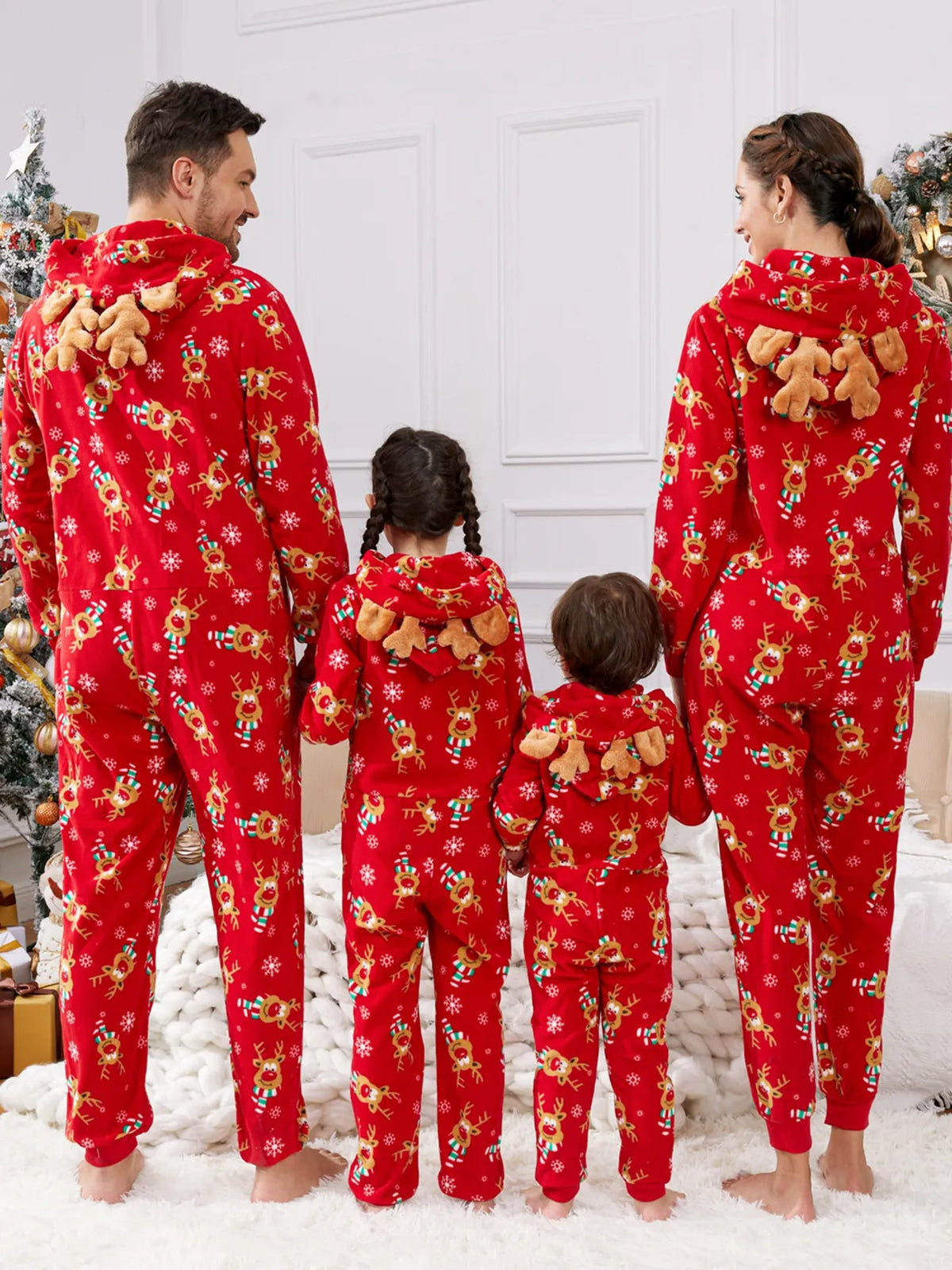 Christmas With Reindeer Printed Family Matching Pajama Set