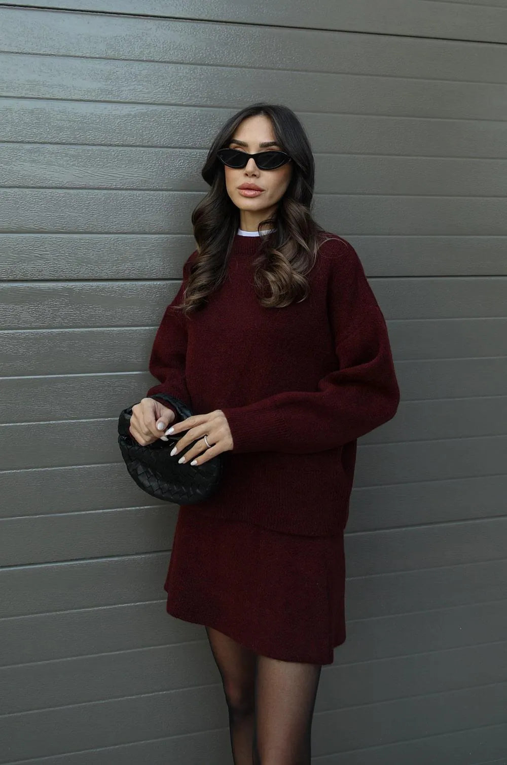 Casual Cozy Knit Skirt Suit