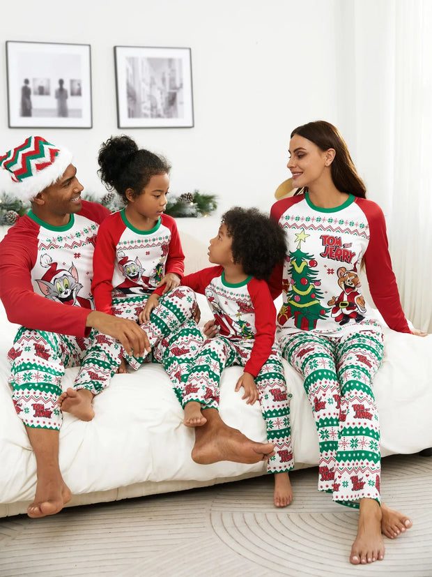 Festive Cartoon Character Family Pajama Set