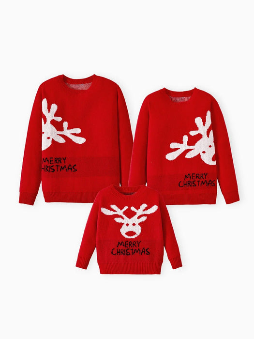 Printed Reindeer Christmas Family Matching Sweaters