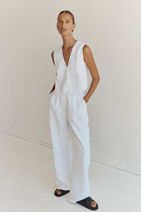 Sleeveless Linen Vest Pant Set