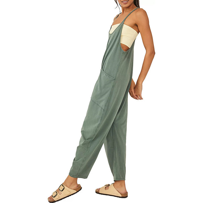 Wide Length Jumpsuit With Pockets