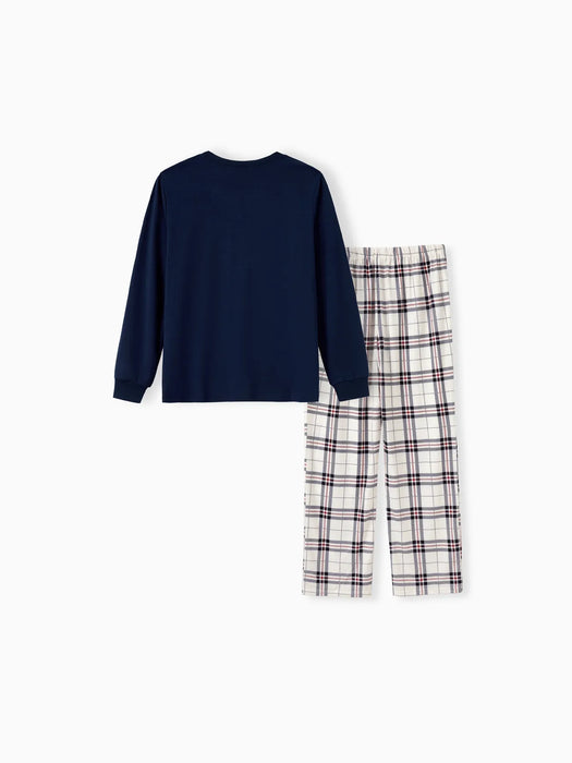 Family Matching Plaid Letter Print Pajamas Sets