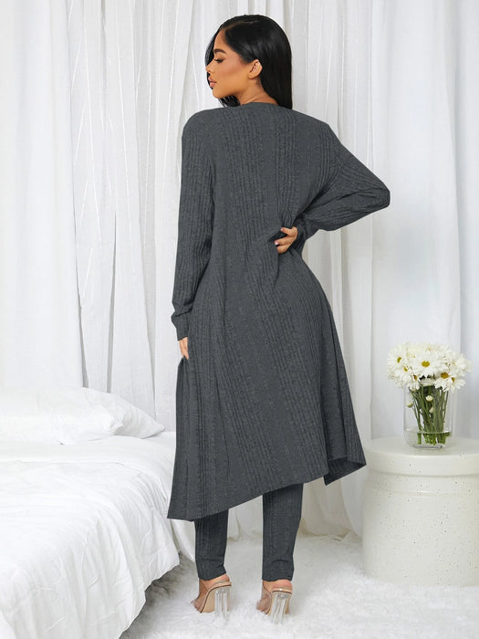 3 Pieces Ribbed Knit Lounge Set