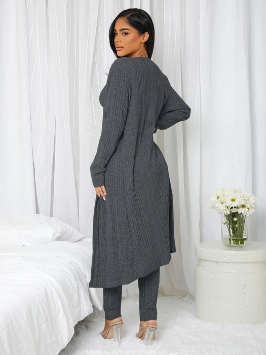 3 Pieces Ribbed Knit Lounge Set