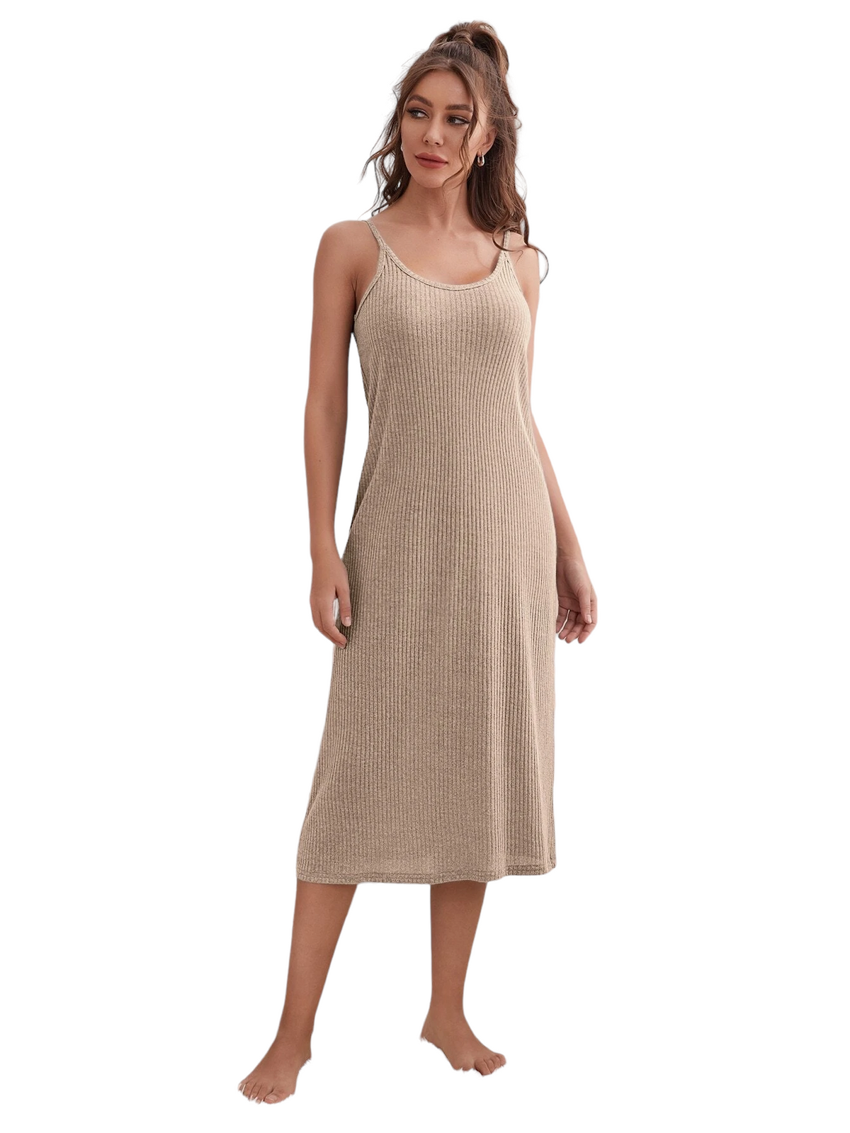 2 Pack Rib-Knit Cami Dress And Robe Lounge Set